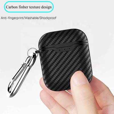 China Anti Lost Pattern Carbon Fiber Anti-fall TPU Wireless Earphone Protective Case For Airpods 1 2 for sale