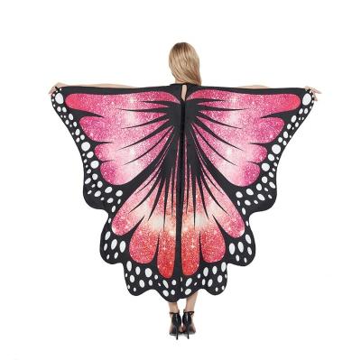 China Chiffon Multicolor Polyester Shawl Wrap Scarf For Ladies Butterfly Wings Mask Decoration for sale