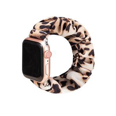 China Hot Selling Match Apple Watch Printed Cheetah Elastic Band Scrunchies For Apple Watch for sale