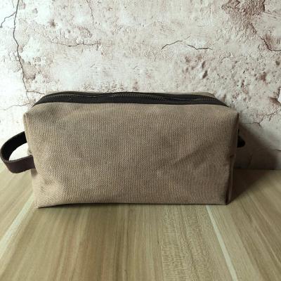 China Large Vintage Wax Canvas Toiletry Bag Man Wash Gym Shaving Pouch Bag For Man Dopp Kit Cosmetic Makeup Cases for sale