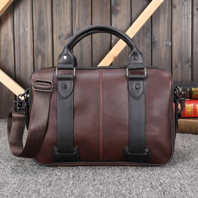 China Laptop Bag For Male Leather Tote Laptop Business Bags Vintage Shoulder Bags Pack Crazy Horse PU Men Casual Briefcase Men Business Dropshipping for sale