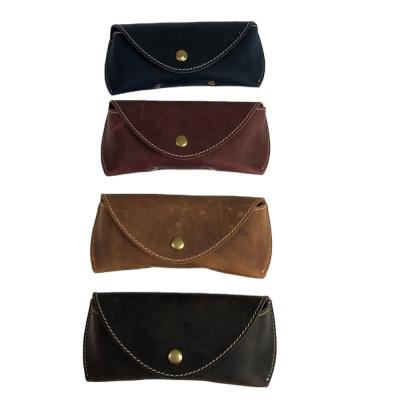 China New fashion women/men eyewear glass bag custom private logo pocket genuine leather sunglasses case for sale