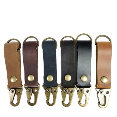 China Vintage Promotion Personalized Custom Key And Metal Logo Leather Keychain For Car Gift for sale