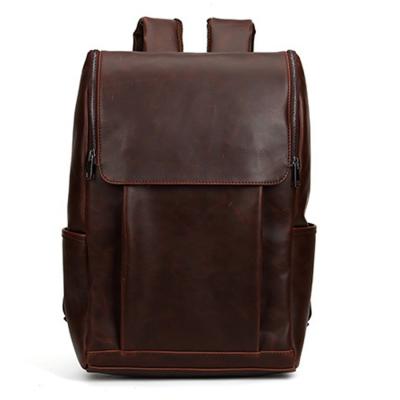 China Solar Panel Men's Shopping Bag Crazy Horse PU Leather School Travel Bags Vintage Korean Women Travel Casual Pack Laptop Backpack for sale