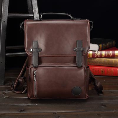 China Solar Panel In The New Youth Retro Flip Backpack Street Double Shoulder Schoolbag Travel Leather Bag Student Laptop Running Bag for sale