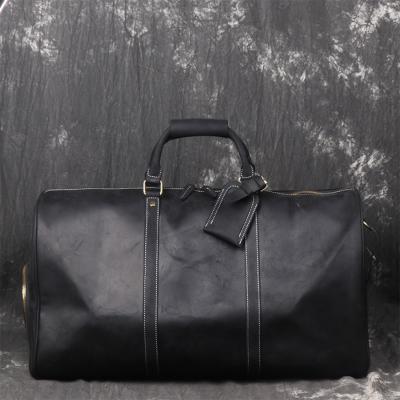 China Extra Large Vintage Mens Travel Bag Crazy Horse Genuine Leather Man Totes Travel Real Leather Duffle Luggage Weekend Bags for sale