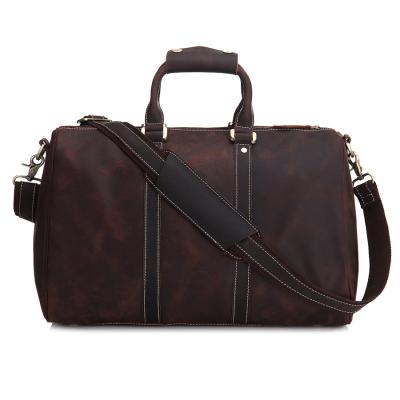 China Vintage in stock custom 100% genuine vintage leather travel duffle shoulder bag for men for sale