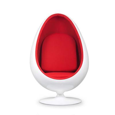 China Scandinavian modern style red velvet fiberglass spinning egg shaped oval indoor swivel egg chair for sale