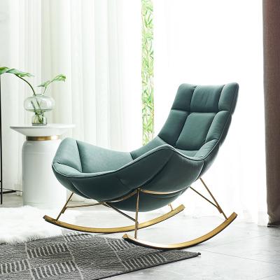 China High Quality Stainless Steel Green Leather Modern Design Recliner Lounge Extended Tufted Relaxing Rocking Chair for sale