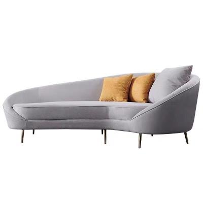 China Hot Selling Reclining Gray Linen Cover Office Furniture Sofa Half Moon Shape Modern Sofa for sale