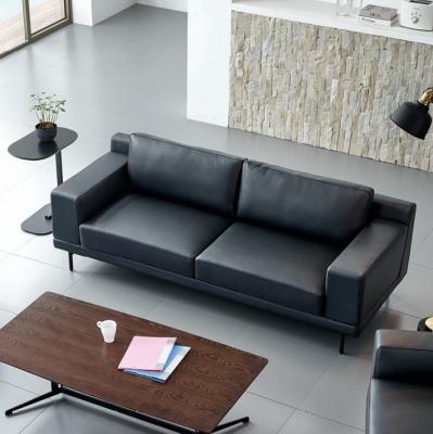 China New Design Office Furniture Reclining Modern Waiting Sofa Office Sofa Leather Black for sale