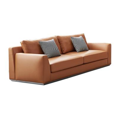 China Italian Design Extended Seater Sofa Set Upholstered Couches Covered in Brown Leather for sale