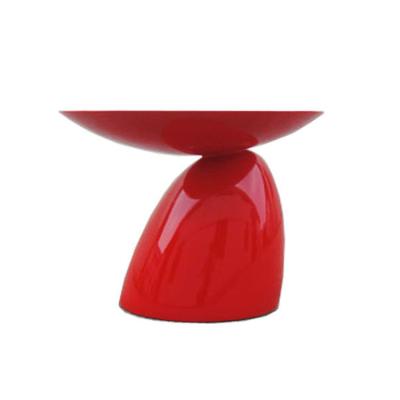 China Modern Design Modern Red Fiberglass Style Finish Mushroom Shape Painting Round Side Coffee Table for sale