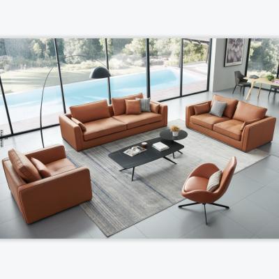 China Hot Sale Extended Luxury Leather Brown Sofa Set Furniture For Office Reception Room for sale