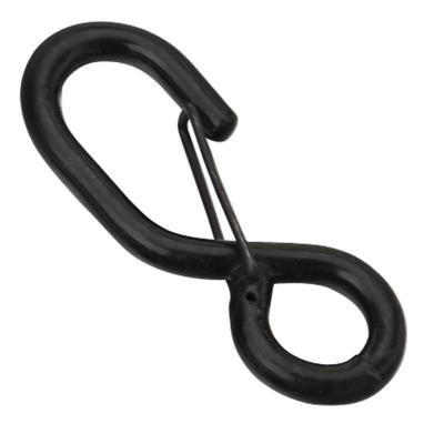 China Hot Sale 25mm Black Wire Cargo Check S Shaped Hook For 1500Kgs Ratchet Tie Down Tie Down Rubber Coated S Hook for sale