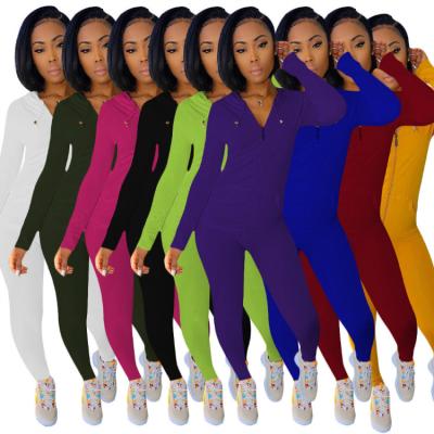 China Breathable Women Joggers Pant Suits Set Hoodie Sweatpants Set Solid Color Tight 2 Pieces Set Women for sale