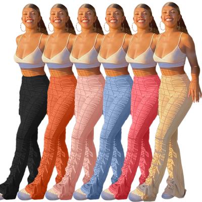 China 2021 fashion anti-pilling design stacked sweatpants women plus size custom track pants stacked leggings for women for sale