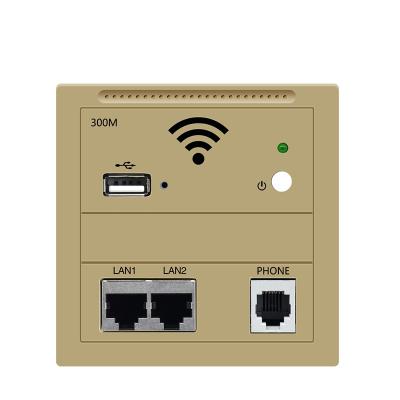 China Wireless wifi enhanced wall mounted 300mbps access point with RJ11 phone port and USB charging port for sale