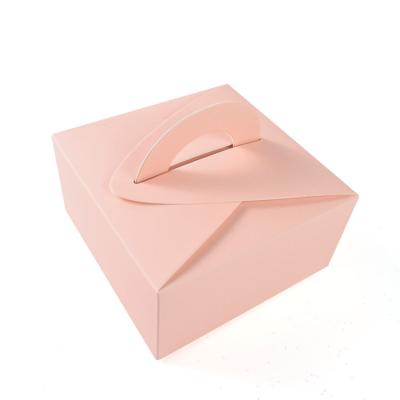 China China Suppliers Custom Handmade Single Cake Box With Sweet Pink Handle Box for sale