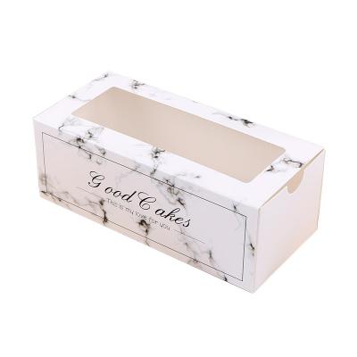 China Recycled Materials 2021 Stock Ready Goods Transparent Rectangle Cake Packing Box With Window for sale