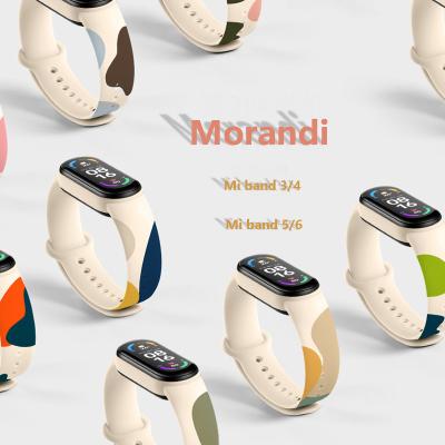 China New Silicone Strap For Xiaomi MI Band 6 5 4 3 Morandi Silicone Strap Replacement Watercolor Strap For MI Band 3 Watch Band 4 for sale