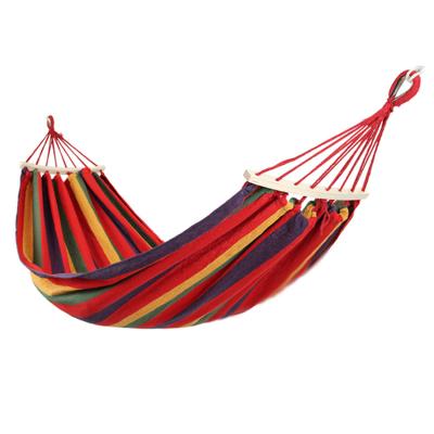 China Wholesale Anti-Rollover Single and Double Travel Camping Hammocks Multicolor Outdoor Canvas Ripstop Portable Hammock Swing for sale