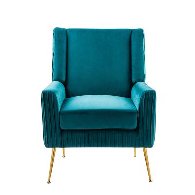 China China Manufacture Restaurant Hotel Restaurant Gold Chrome Legs Velvet Armchair Wood Frame Fabric Sofa Furniture Leisure Tufted Chair for sale