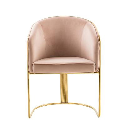 China Luxury Ornate Design Restaurant Dining Chairs Modern Velvet Relaxing Single Armchair Sofa With Gold Chrome Base for sale