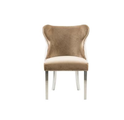 China Hot Selling American Style Button Tufted Back Tufted Back Stainless Legs Luxury Dining Chair for sale