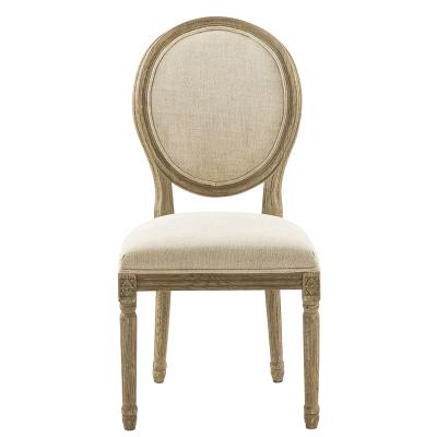 China Wholesale New Antique Design Fashionable Luxury Canvas Fabric Dining Seating Chair With Rubber Wood Legs for sale