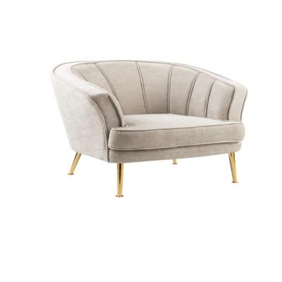 China Gold Legs Covered With Canvas Fabric Round Back Simple Modern Design Chrome Steel Sofa For Living Room for sale