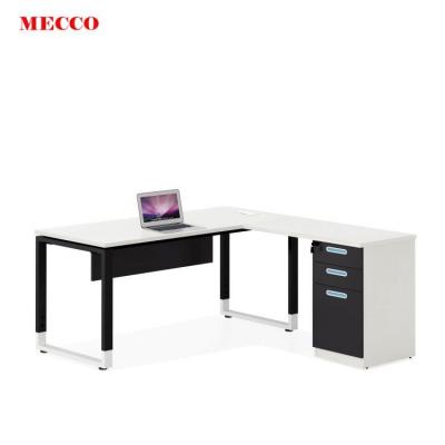 China Modern Simple Wooden Manager Style Black Color Office Steel Frame Steel Frame MFC Office Furniture and Leg Desks Specific Top Table for sale