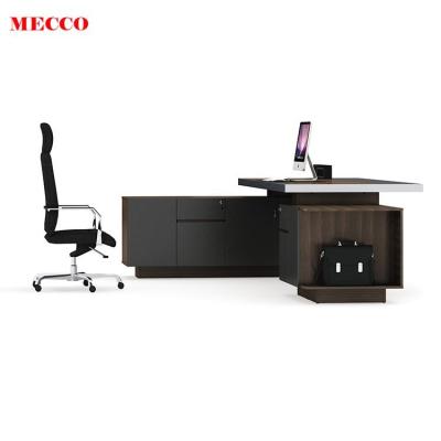 China Unfoldable Boss High End Aluminum Frame Office Desk Table Computer Specific Use Luxury Executive Solid Wood Desk for sale