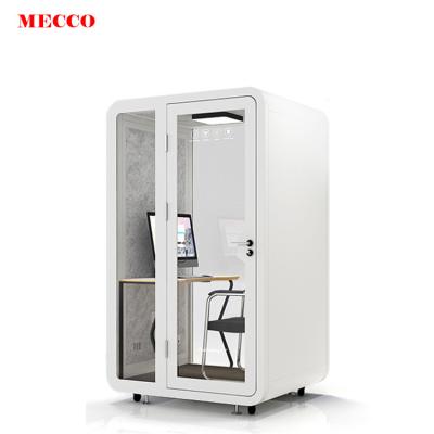 China Rotating thicken portable booth metal plate tempered glass private office booth price sheet metal frame soundproof phone booth pod for sale