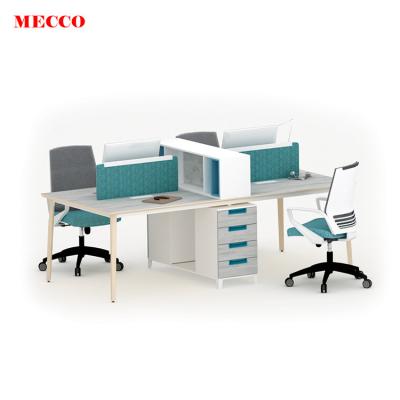 China Face to Face Expandable Wooden Table Desk Staff Office 4 Person Office Workstation for sale