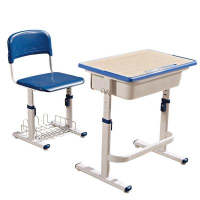 China Wholesale Adjustable Single Student Set Height Adjustable Children Desk Seater School Desk and Chairs Classroom School Furniture for Students for sale