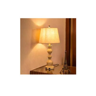 China Modern Small Fabric Shade Desk Lamps Decor Living Room Hotel Bedroom Bedside Table Rechargeable Home Lamp With USB Port for sale