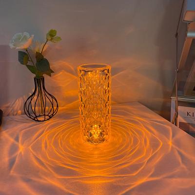 China Modern Decoration USB Crystal Table Lamp Modern Rechargeable CCT and RGB Table Lamp Rose Night Light Hotel Restaurant for sale