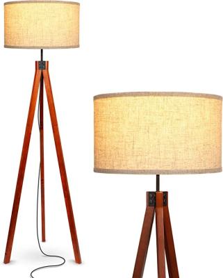 China Modern Tripod Floor Lamp Position Lamp With Solid Wood Legs For Bedroom Reading Tall Tree Lamp For Offices for sale