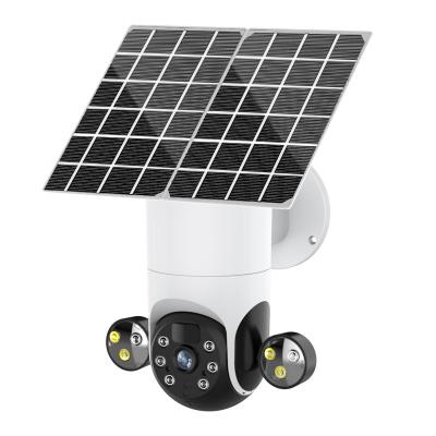 China Built-in Siren 4G Wireless Solar Camera 10X Optical Dual Lens 10X Zoom With 5W Solar Panel Outdoor Home Security Surveillance Camera for sale