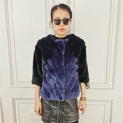 China Warm Women Rex Rabbit Short Jackets Ladies Breathable Winter Rabbit Fur Coat for sale