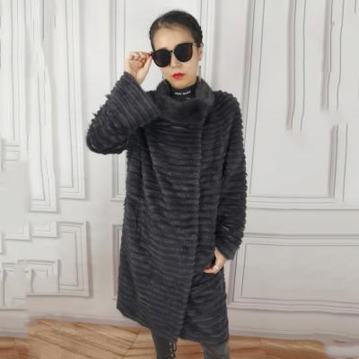 China Modern Gray 100% Winter Real Lady Fashion Design Reversible Mink Rex Wool Coat Breathable Real Fur Coat for sale