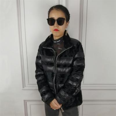 China New Women's Genuine Leather Jacket Black Xiangao Lamb Fur Of Winter Breathable Classic Elegant Woman Fashion Stripper Down Coat for sale