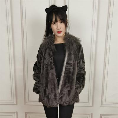 China Wholesale Vintage Breathable Warm Coat Winter Women Wool Lamb Xiangao Lamb Casual Jacket With Real Fur Collar for sale