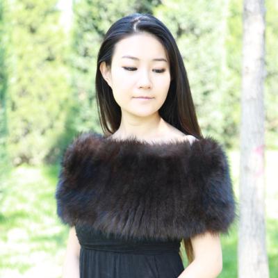 China European Style Women's Fashion Running Cape Knitting Fox Fur Collar Shawl 100% Acrylic Knitting Stretch Cape 70X20CM for sale