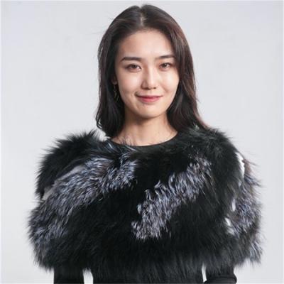 China Luxury Silver Natural Stretch Fox Fur Cape 35+57X29CM Colorful Full Real Fox Rex Rabbit Cape Women Cropped Winter Wholesale Custom Made for sale