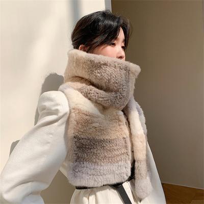 China Long Fashion Sale Women Winter Warm Fur Mink Scarf Winter Knitting Scarves for sale