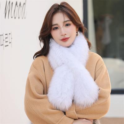 China Long Knitted Ladies Neck Warmer Women Scarf Fox By Shawl Laid By Scarf Fur Neckerchief for sale