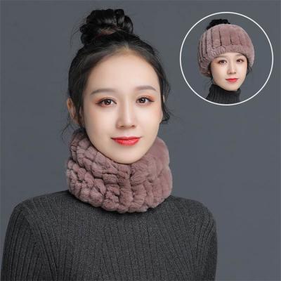 China Warm Neck Warmer Knit Headbands Rex Rabbit Fur Women Headband Real Neck Warmer Winter Head Band Yoga Headband for sale