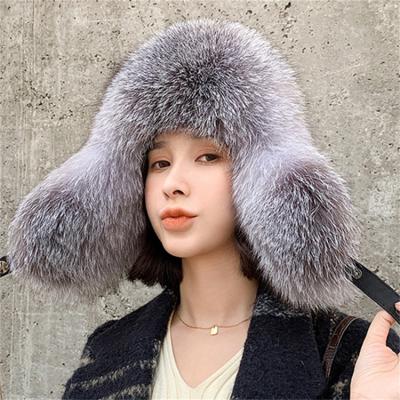 China TRAPPER JOINT Hunt Men's Fox Skin Hats Leather Hunt Earflap Caps Winter Warm Hats for sale